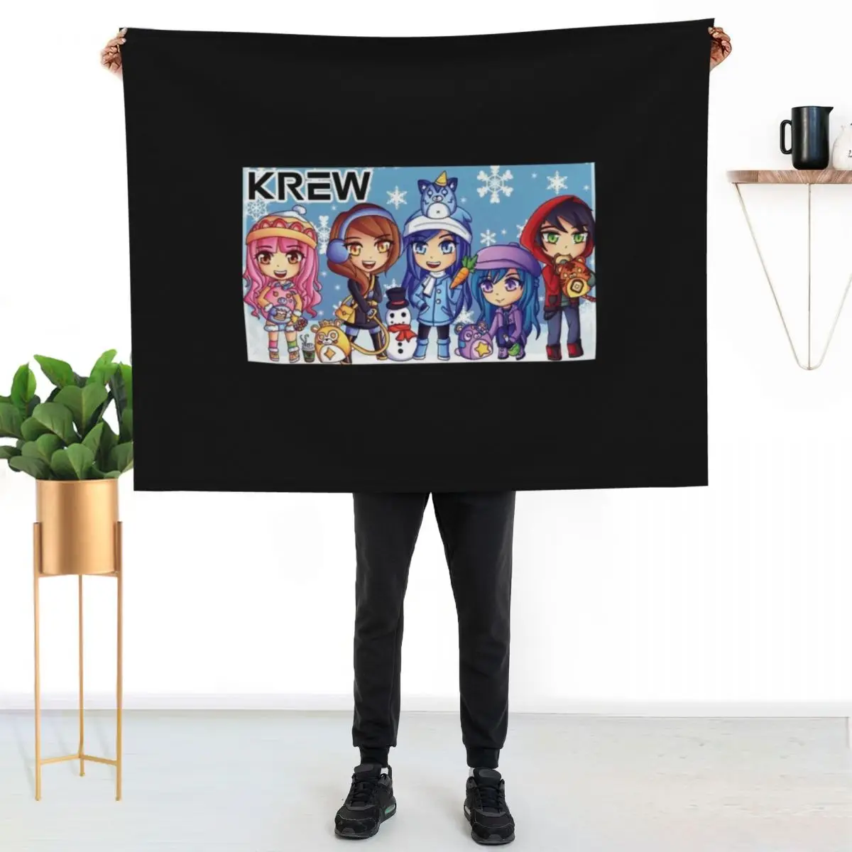 the krew,Funneh Plushy on a scooter,itsfunneh Throw Blanket manga Decorative Sofas Travel Bed Decorative Throw Blankets