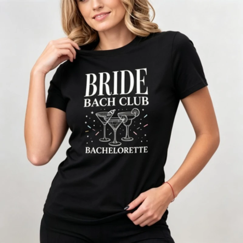 Crew Neck Tee Bride Bachelorette Graphic Print Short Sleeve Retro Cocktail Slogan Design Bridal Shower Everyday Ladies T‑Shirts