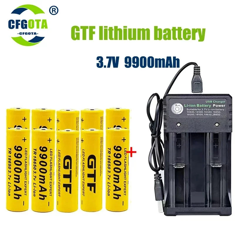 

3.7V 9900mAh LED flash rechargeable battery 18650 battery wholesale+USB charger