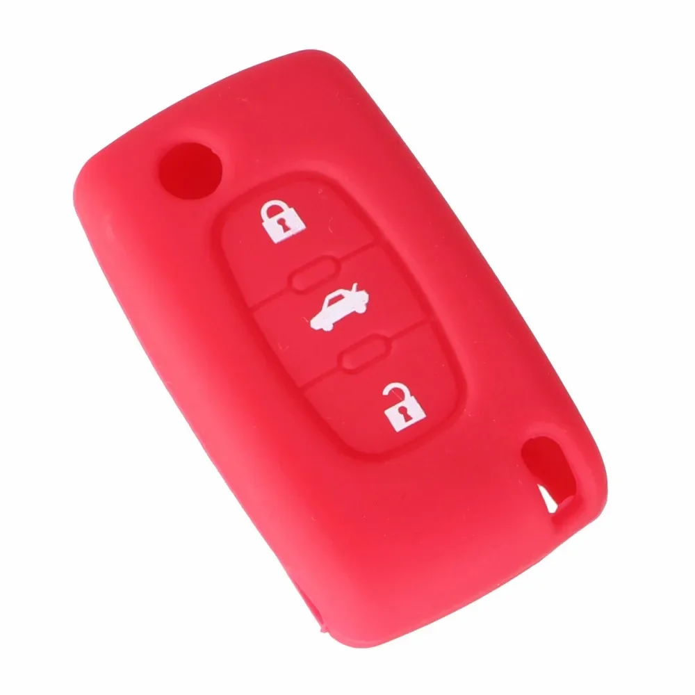 KEYYOU 3 Buttons Silicone Car Remote Key Case Cover For Peugeot 206 207 307 308 407 408 Citroen C1 C2 C3 C4 C5 C6 C8 Car Styling