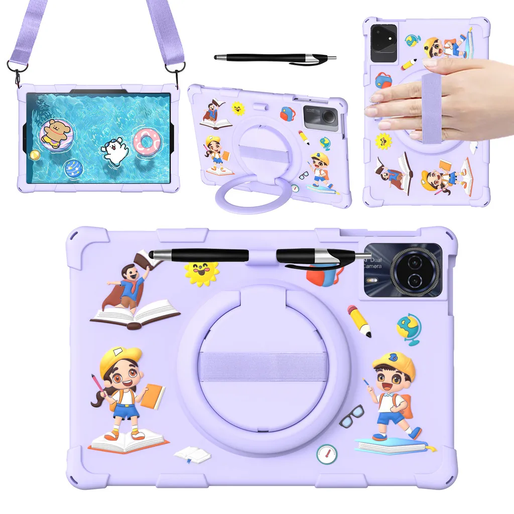 

360 ° Rotating Stand Kids Cartoon Cover For Xiaomi Redmi Pad 2 11inch 2025 With Handle Grip Shoulder Strap Soft Silicone
