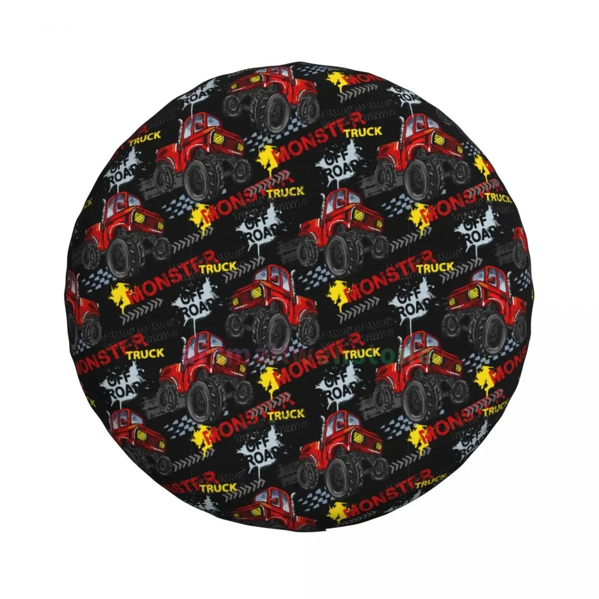 Cool Red Monster Trucks Cars Anti-UV Tire Cover for Trailer RV SUV, Waterproof Tire Cover with Anti-Fouling Coating, 14-17 Inch