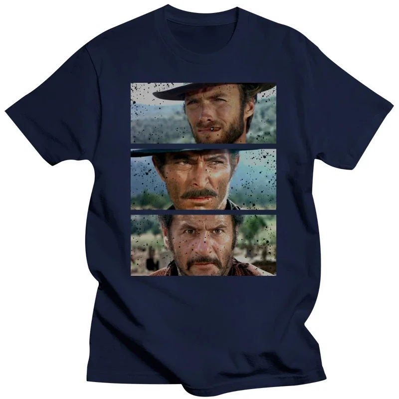 fashion heavyweight vintage Summer Round Collar THE GOOD THE BAD AND THE UGLY T-SHIRT - Italo Western Eastwood Cowboy US Clint