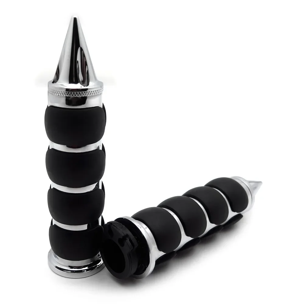 Motorcycle Spike 25mm/1" Rubber Handlebar Grips for Harley Road King CVO Springer Deluxe,GL1800 2001-2012 3