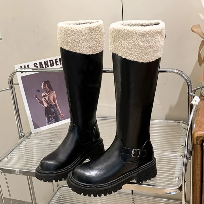 Women Heeled Long Boots 2025 Winter Plush Shoes Fashion Elegant New Trends Knee Boots Designer Classical Dress Pumps Zapatillas - view 4
