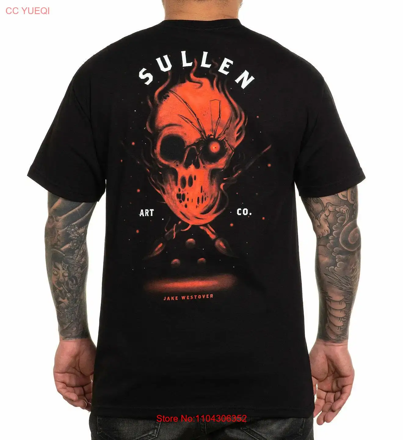 Sullen Art Collective Red Ghosts Skull Paintbrush Strokes Tattoo Tee SCM3829 long or short sleeves