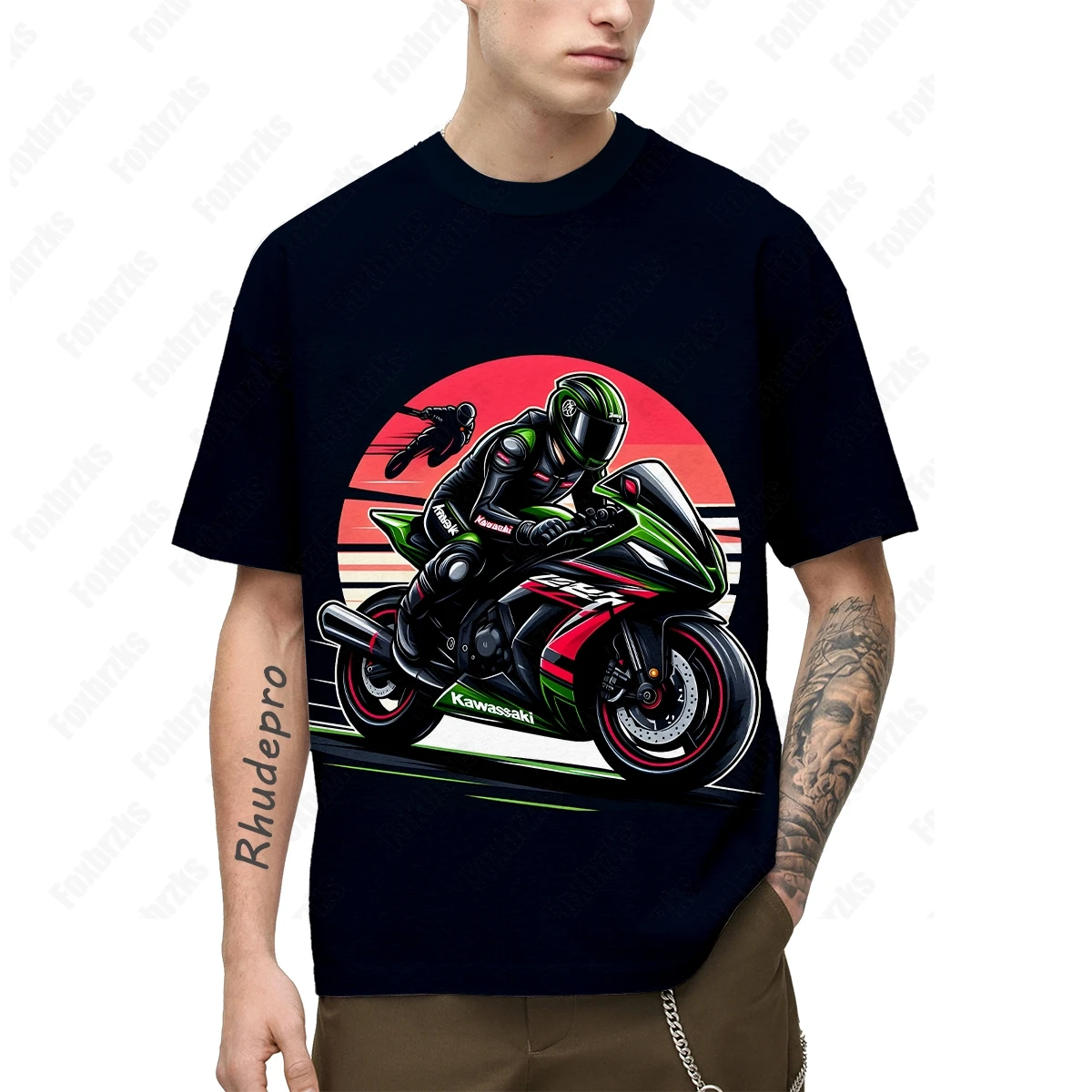 2024 New Summer All-match Kawasakis Ninja Motorcycle T-shirt Team Uniform Cycling Short-sleeved Men's Short Sleeved Tops Pure