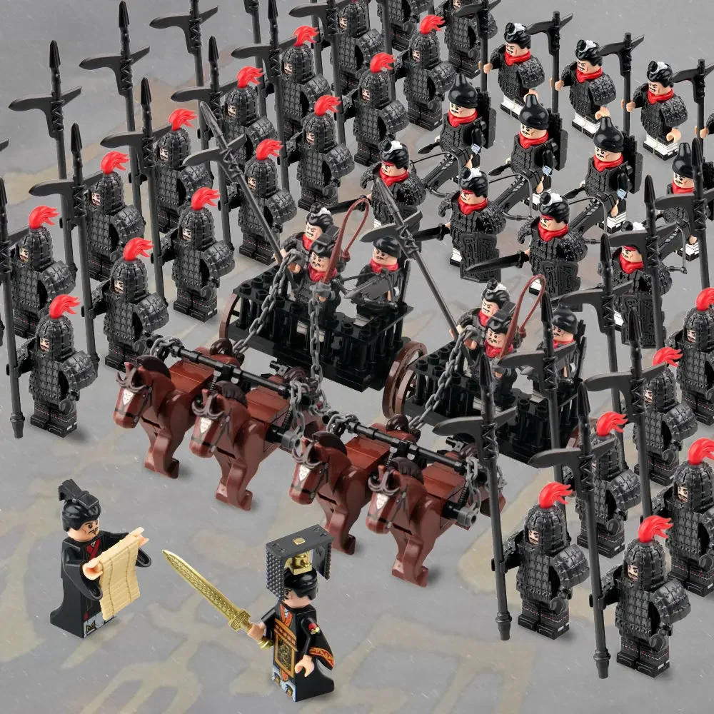 Figurines de soldats de la légion de l'armée de la dynastie Qin, blocs de construction de chariot, briques de mini guerre, jouets pour garçons, cadeaux de Noël, compromis