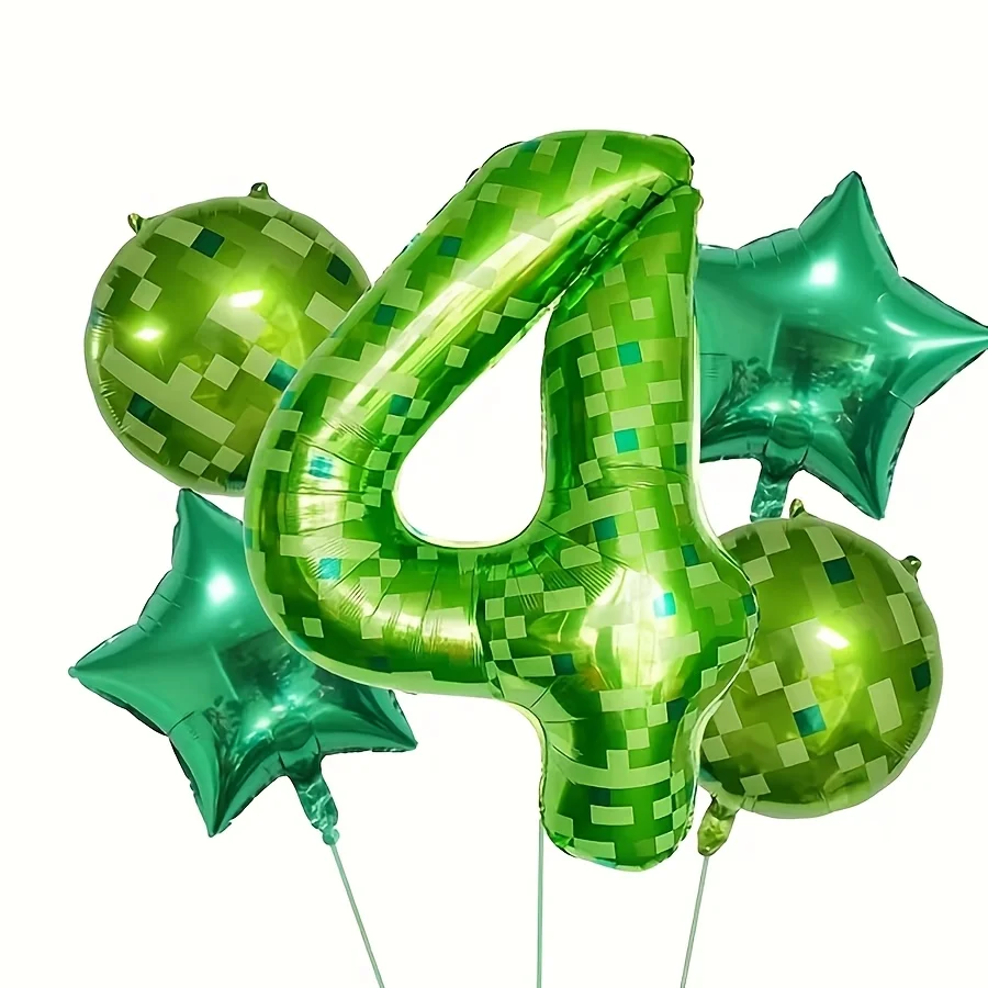 5-teiliges Set mit digitalen Ballons im Pixel-Stil, Pentagramm-Ballons, geeignet für Geburtstagsfeiern, Partydekoration, Dekoration für Jubiläen. – Detail 7
