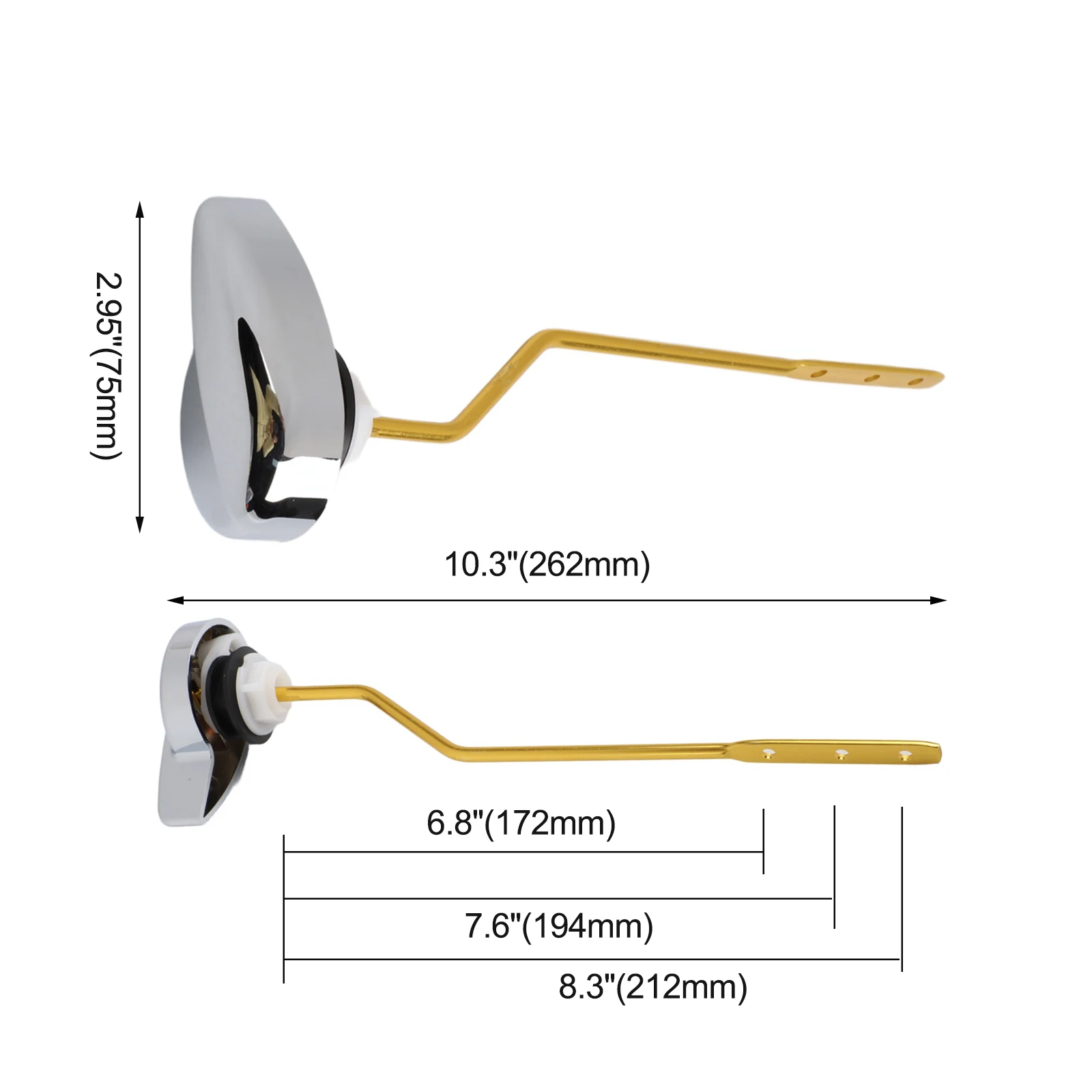 As Shown Front Mount Handle Side Front Mount Toilet Lever Accessory ABS Aluminum Material Flush Lever Locknuts