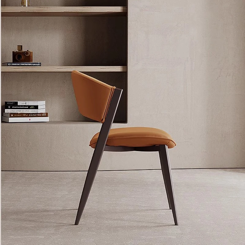 

Simple Single Chair Leather Dining Chair Nordic Designer Home Light Chair Luxury Italian Minimalist Silla Comedor Furniture