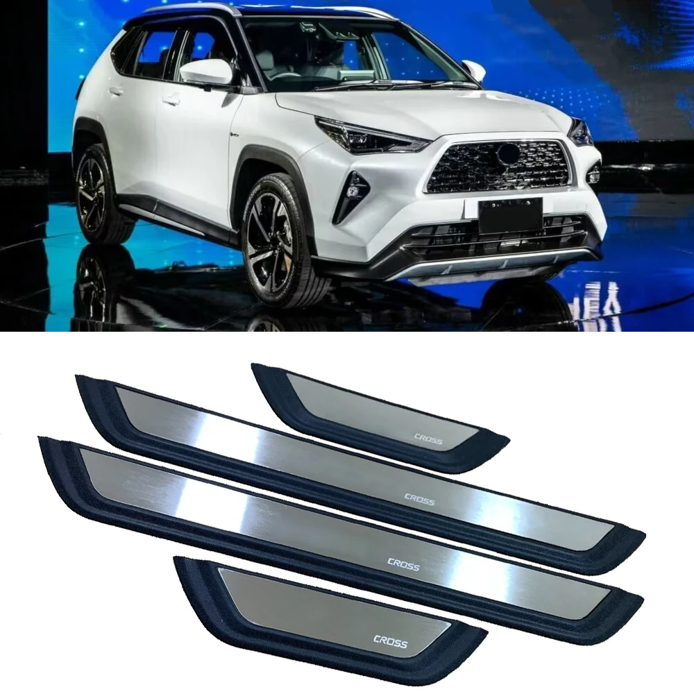For Yaris Cross 2023 2024 2025 2026 Car Door Sill Protector Wear-resistant Threshold Scuff Plate Welcome Pedal Trim Accessories