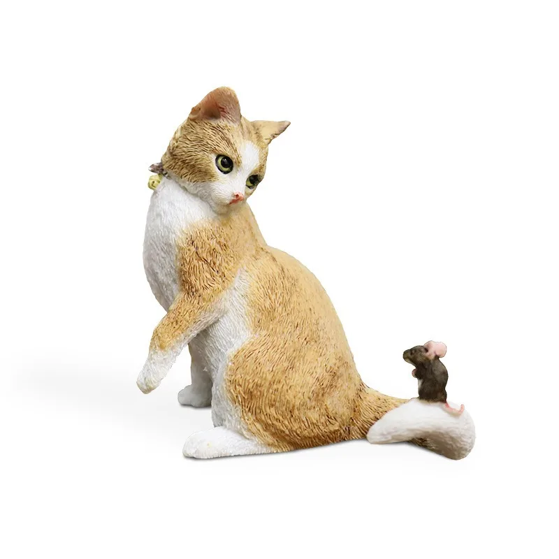

Mouse car ornament yellow simulation cat model resin handicraft