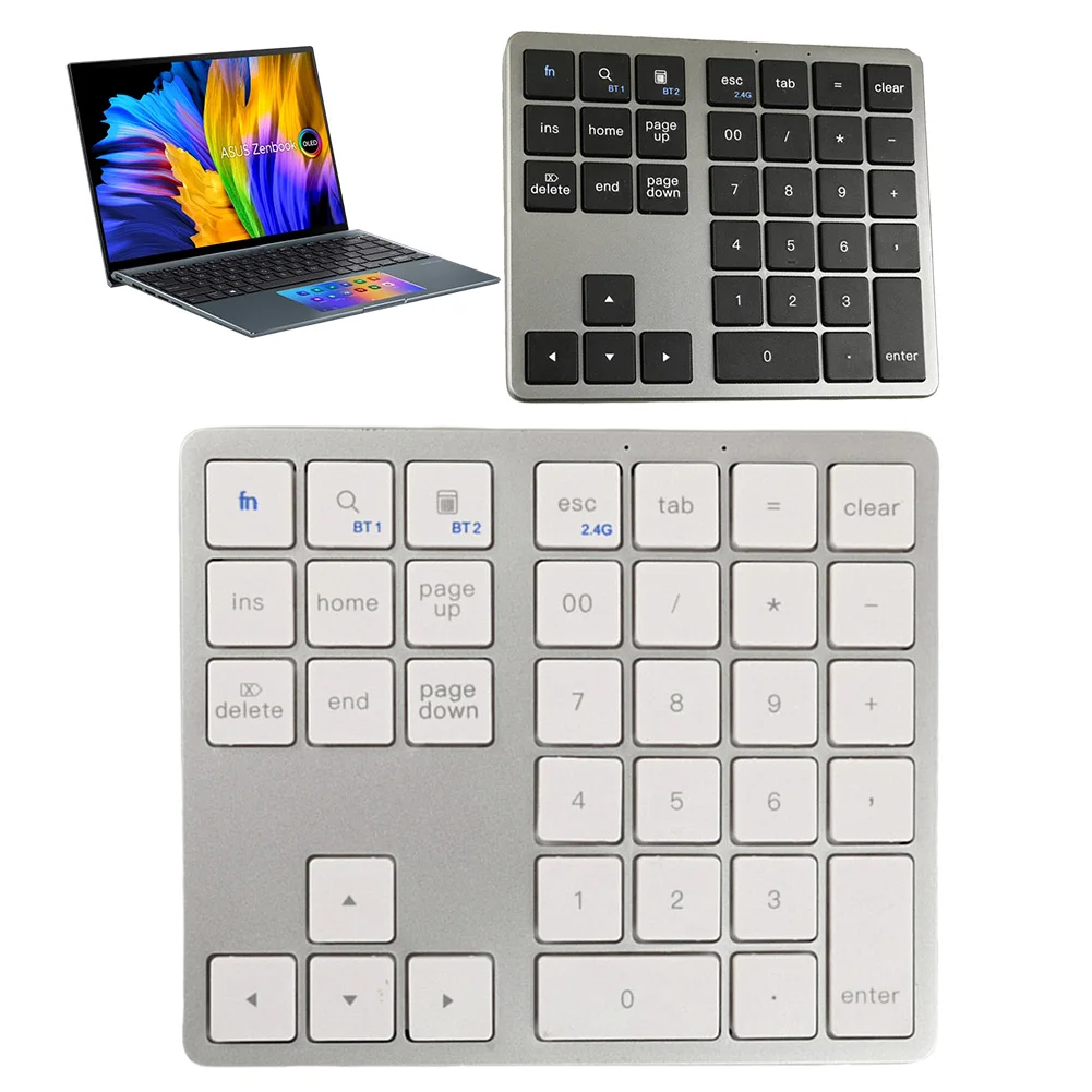 

2.4G Bluetooth-Compatible Wireless Numpad USB Rechargeable 35 Keys Numeric Keypad Ultra-thin Numpad Keyboard for MacBook Pro/Air