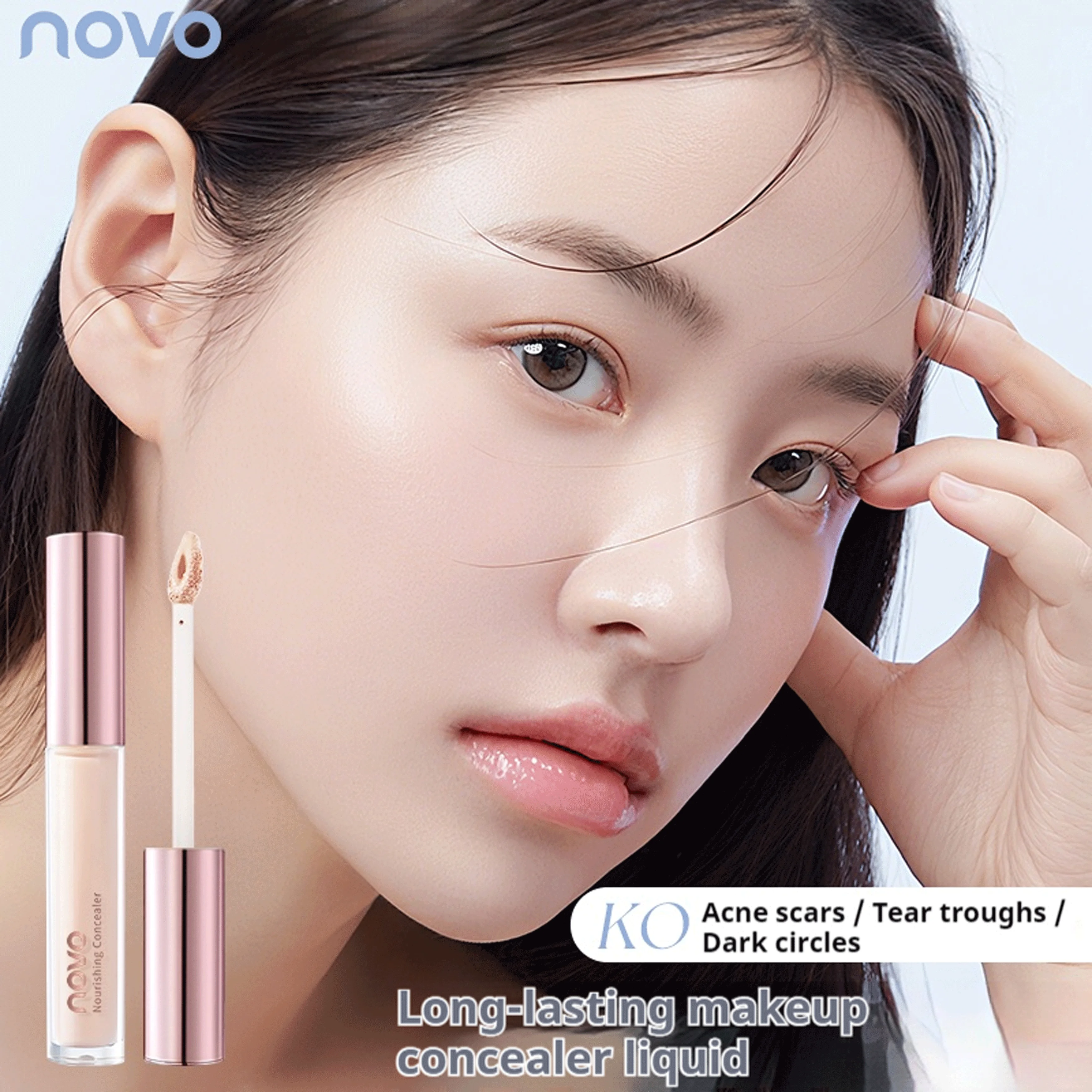 NOVO Korektor i serum rozświetlające koryguje koloryt skóry, kryje niedoskonałości, modeluje kontury twarzy.