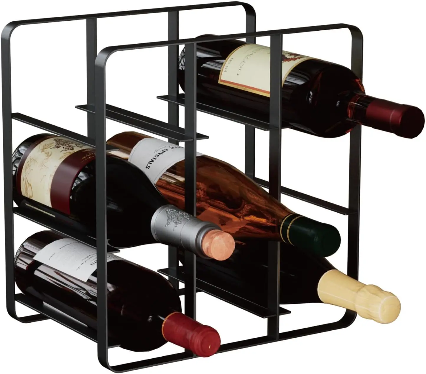 

9-Bottle Wine Rack, Modern Metal Countertop Wine Holder Stand for Kitchen, Pantry & Cabinet Storage, No Assembly Required