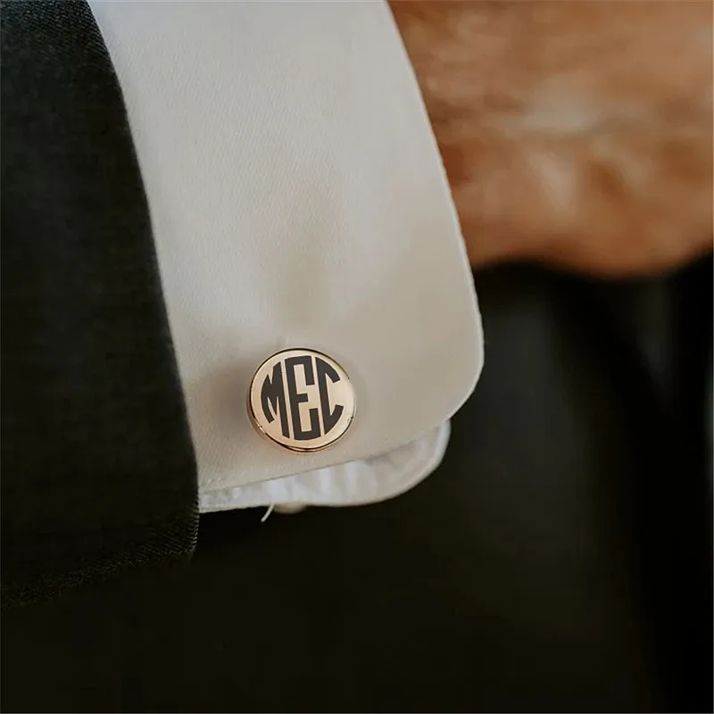 Custom Engraved Groom Shirt Cufflinks Wedding Gifts Name Lettering Personalized Best Men Cuff links Buttons Groomsmen Jewelry