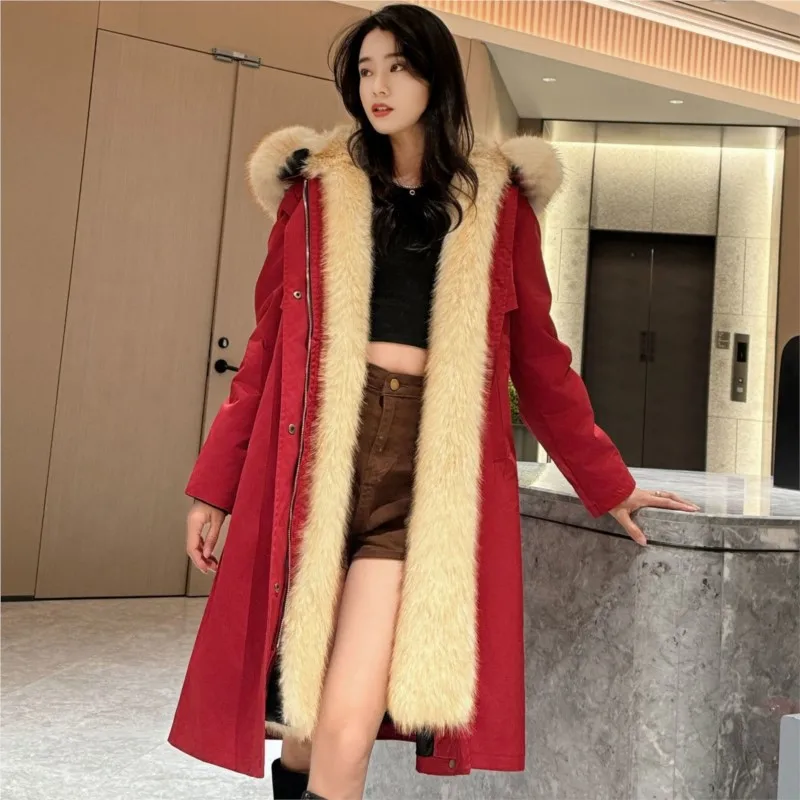 معطف سميك مختلط قابل للفصل مكون من قطعة واحدة من الفرو الجديد #4