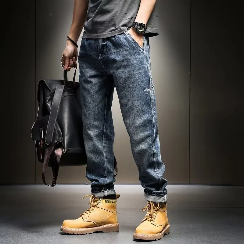 

Loose Straight Tube Baggy Jeans For Men High Street Fashion Brand Men's Wide Leg Denim Cargo Jean Pants Streetwear