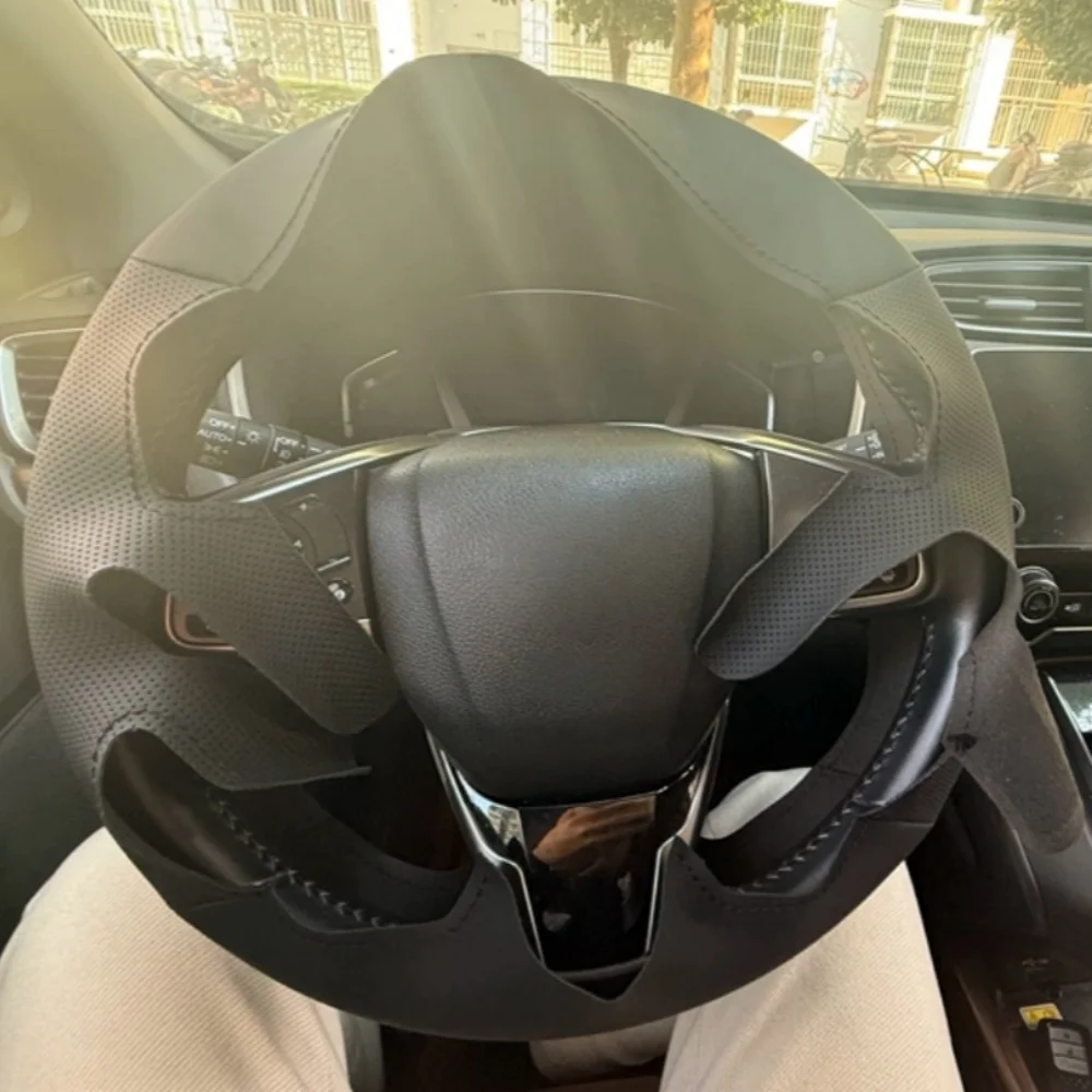 Funda de volante de cuero de microfibra perforada cosida a mano para Honda Civic Old Civic 2006-2011, accesorios interiores para coche