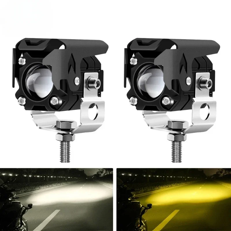 Two-color External Work Light LED Motorcycle Light Electric Vehicle Spotlight Modified Headlight