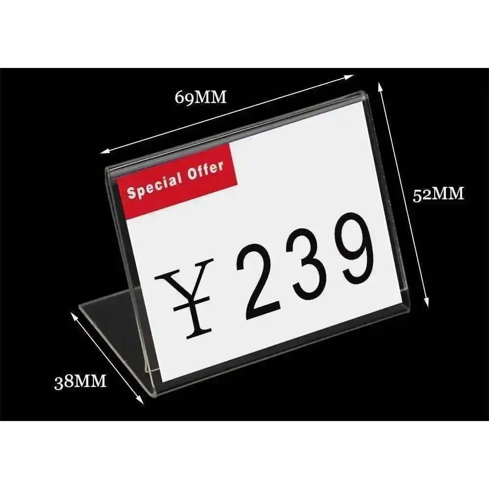 

L-держатель для вывески Акриловая рамка Подставка для вывески Держатель для этикеток Держатель для карточек Настольная бирка Подставка для дисплея Настольная подставка для фоторамки