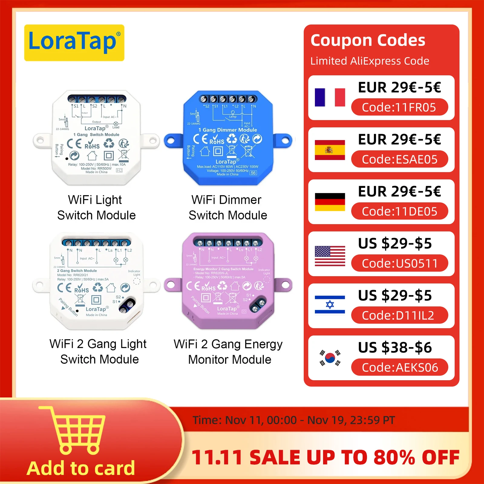 

LoraTap Tuya Smart Life ZigBee WiFi Light Switch Module Dimmer Energy Monitor App Remote Control Alexa Google Home Voice Control