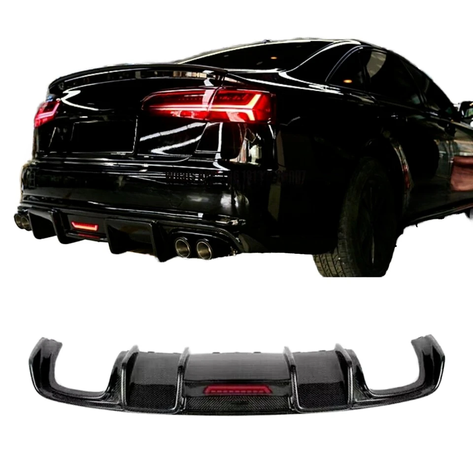 

Factory Car A6 S6 C7 Real Carbon Fiber Rear Diffuser Bumper Lip Spoiler with Led Light for Audi A6 S6 C7 2012 2013 2014 2015