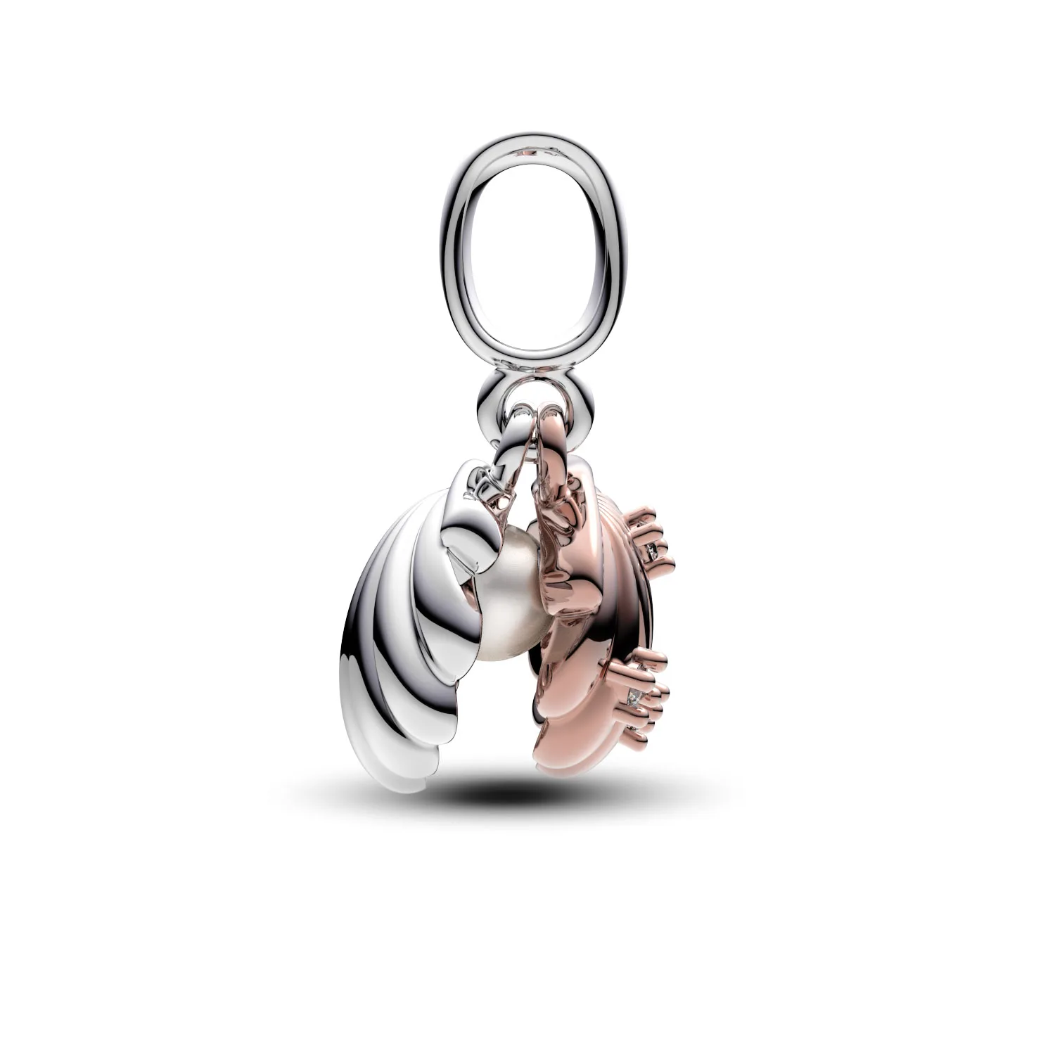Manyilus 925 Sterling Silver Two-Tone Seashell Dangle Charm Fit Original Bracelet Dual Tone Shell CZ Pendant Ocean Jewelry Gift - view 4