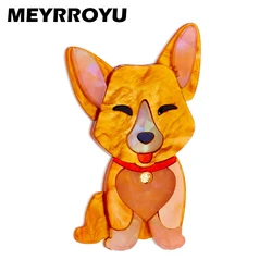 MEYRROYU Cute Smiling Dog Shape Brooches for Women Acrylic Material Lovely Animal Style Woman Pins Brooch on Bags Clothes