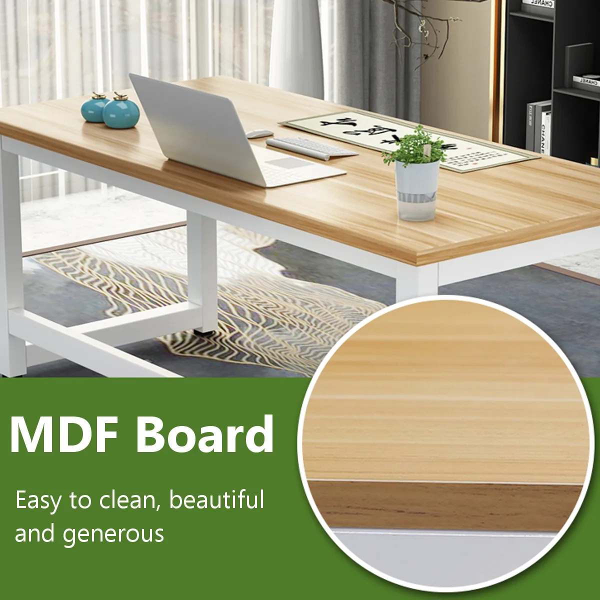 110 x 60cm Modern Office Desk Computer Table Laptop Study Table Metal Steel Frame Easy Assemable Home Office Workstation