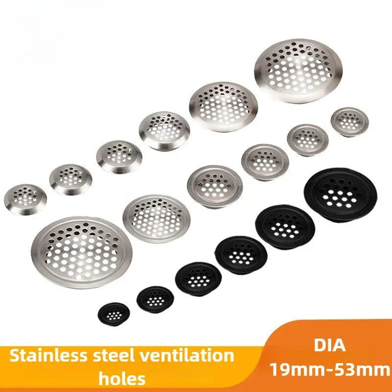 Maosu 10pcs Round Cabinet Air Duct Vent Dia.19-53mm Stainless Steel Louver Mesh Hole Plug Decoration Cover Wardrobe Grille Venti