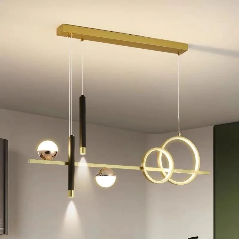 Imagem -03 - Lustres Nórdicos Led para Sala de Jantar Iluminação Minimalista Mesas de Jantar Decoração de Bar Restaurante Preto e Dourado Iluminação Suspensa 80cm 100cm