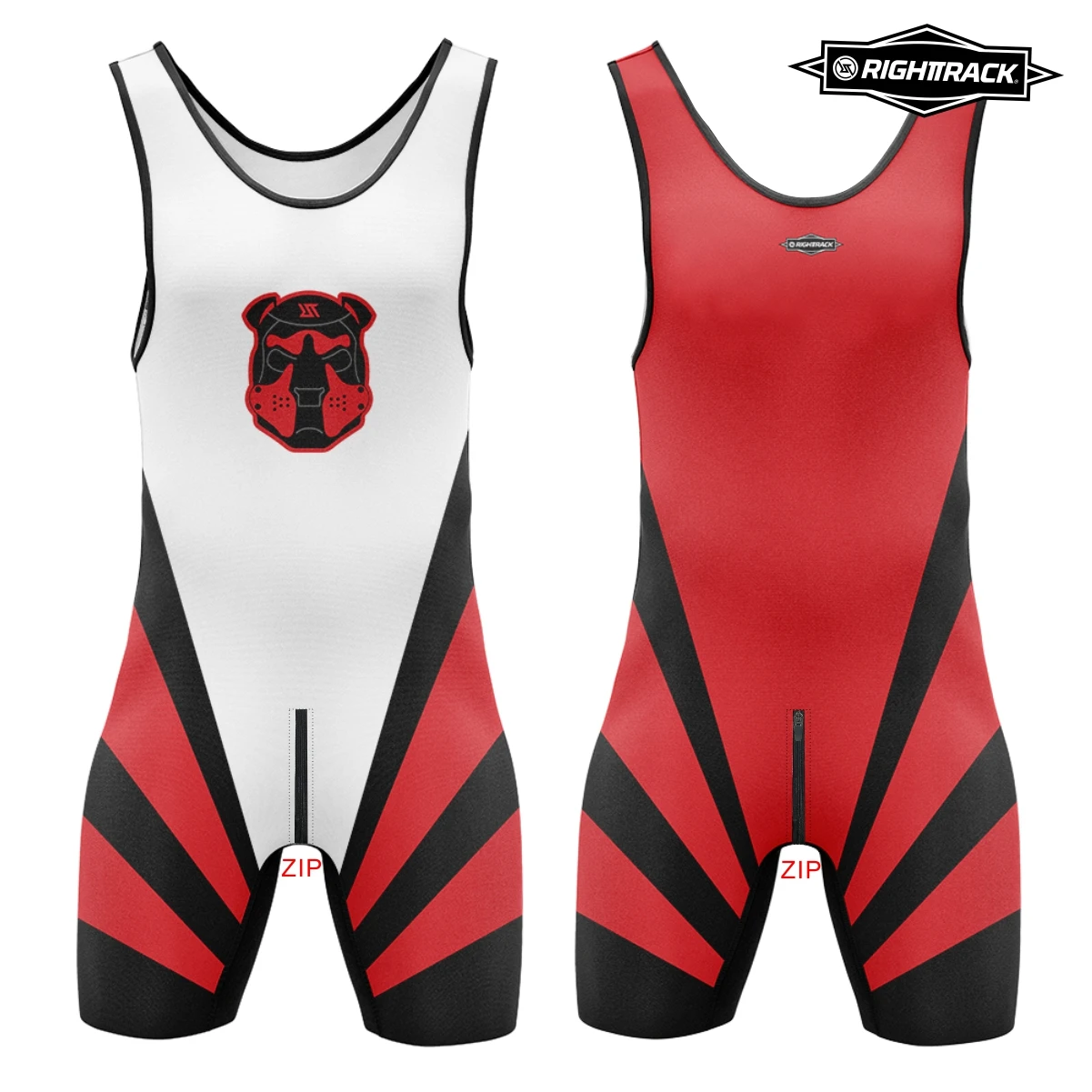 Mens Wrestling Singlets Front And Back Zipper SexyMan Bodysuits RT One-Piece Undershirts Powerlifting Dog Head Sleepwear