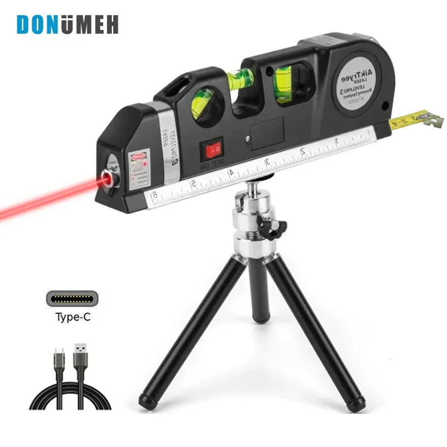 Laser Level USB Rechargeable Horizon Vertical Measure 8FT Aligner Standard And Metric Rulers Multipurpose Measure Level Laser Mt