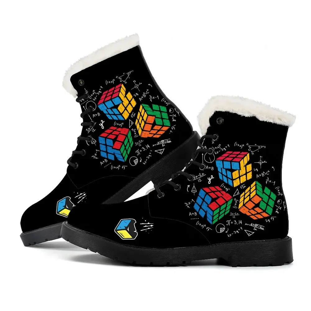 

Custom Math Rubik Fashion Design Plush Boots Mens Womens Hip Hop Teenager Shoes Casual Boot Light High Quality Customize Shoe