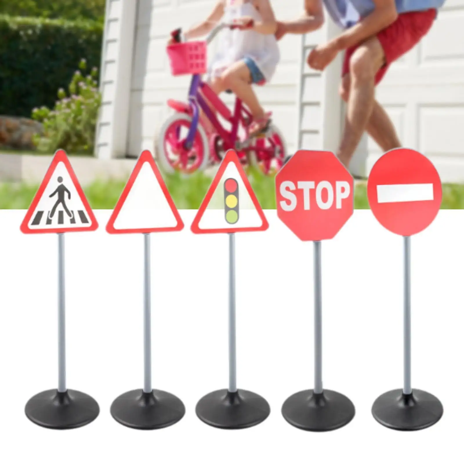Traffic Road Signs Set for Kids Educational Play ABS Plastic Bright Color Learning Toy for Home