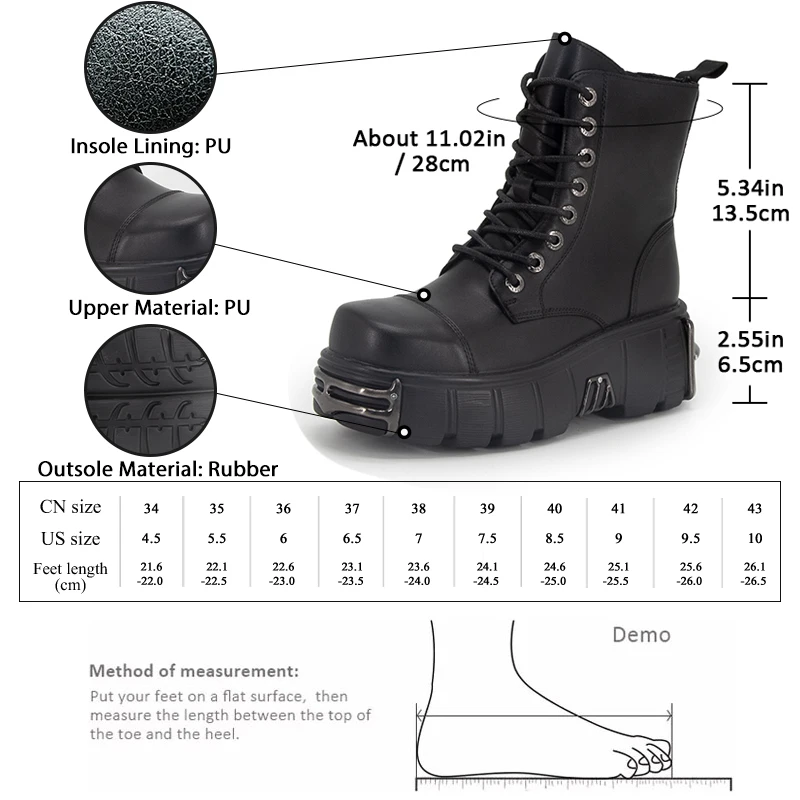 GMQM Fashion Women\'s Punk Rock Booties Lace Up Zip High Heels Party Platform Ankle Boots Round Toe Thick Sole Y2K Sneakers Desig