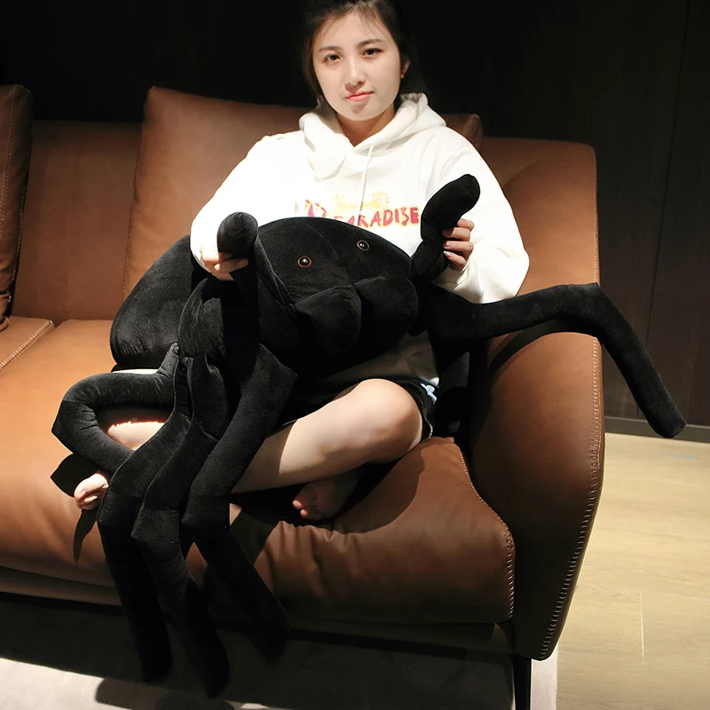 Realistic Big Size Spider Plush Toy Soft Plushie Stuffed Animal Scary Spider Doll Halloween Room Decoration Kids Birthday Gift