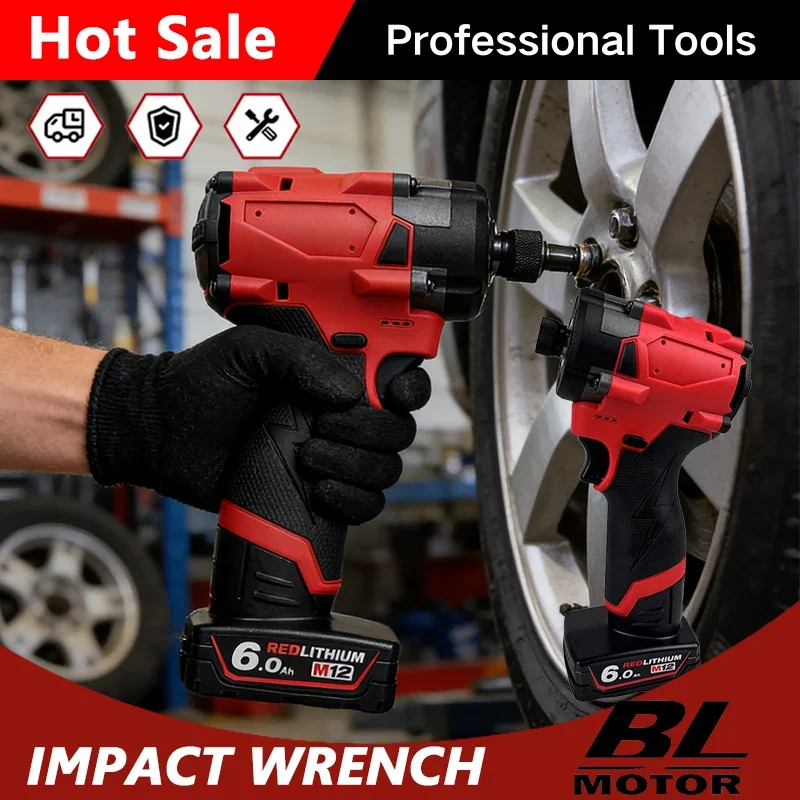 

For Milwaukee M12 Battery 1/2 Cordless Impact Driver Brushless Impact Drill Car Truck Repair Screwdriver Power Tools