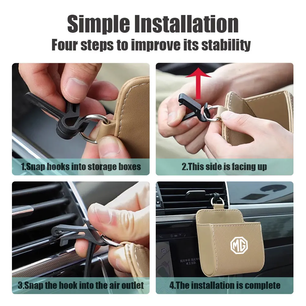 المحمولة سيارة تنفيس الهواء لوحة القيادة مرتبة صندوق جلد معلق لموريس MG HS EHS Phev ZS MG3 MG5 MG6 MG7 GT ZR RX5 ZT RX8 EV 350