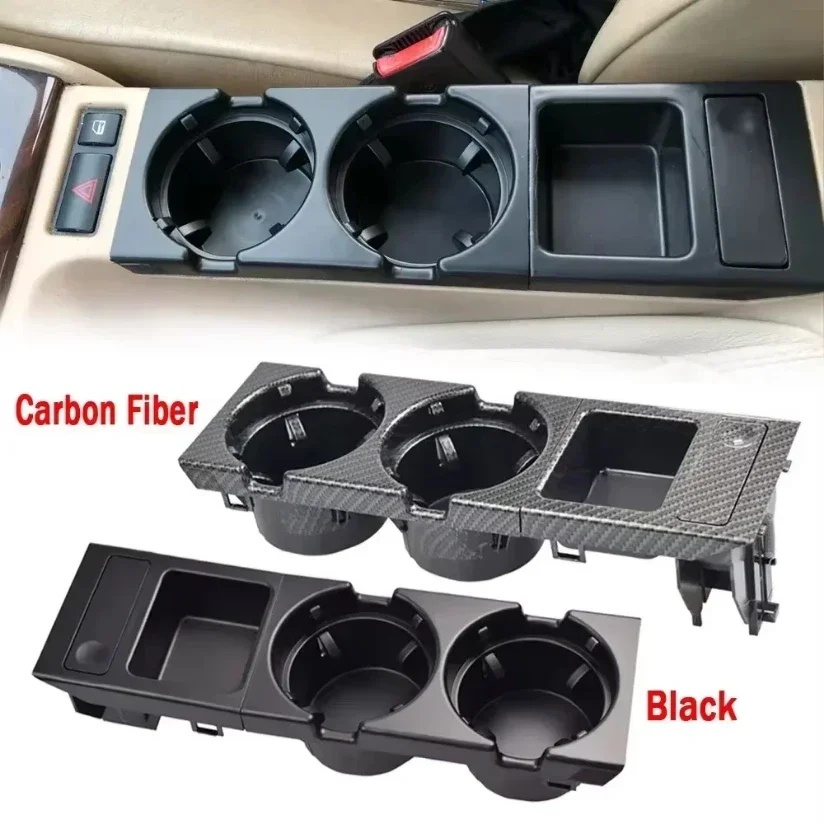 VIKEFON Car Black/Carbon Fiber Center Console Water Cup Holder Beverage Bottle Holder Coin Tray For Bmw 3 Series E46 323i 318I image 2