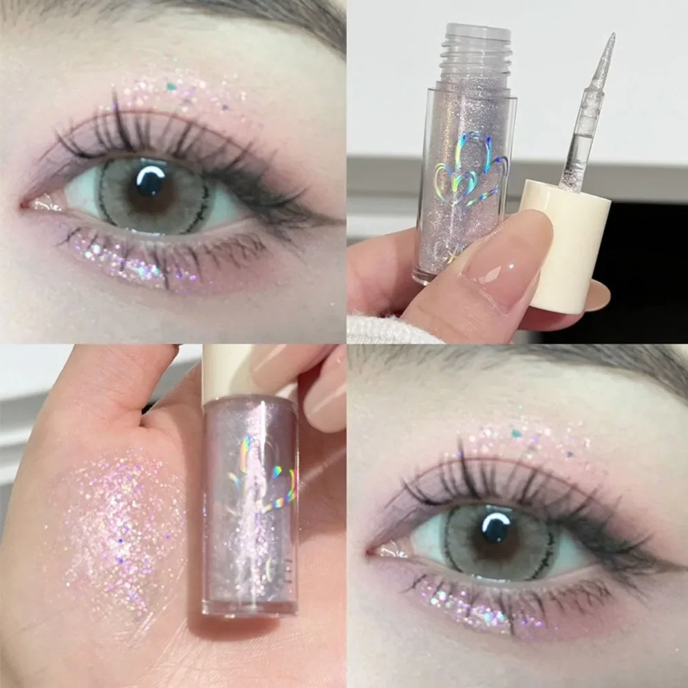 Ombretto liquido perlescente Shimmer Impermeabile duraturo Monocromatico Perlato Fine Scintillante Paillettes Ombretto Evidenziatore Trucco