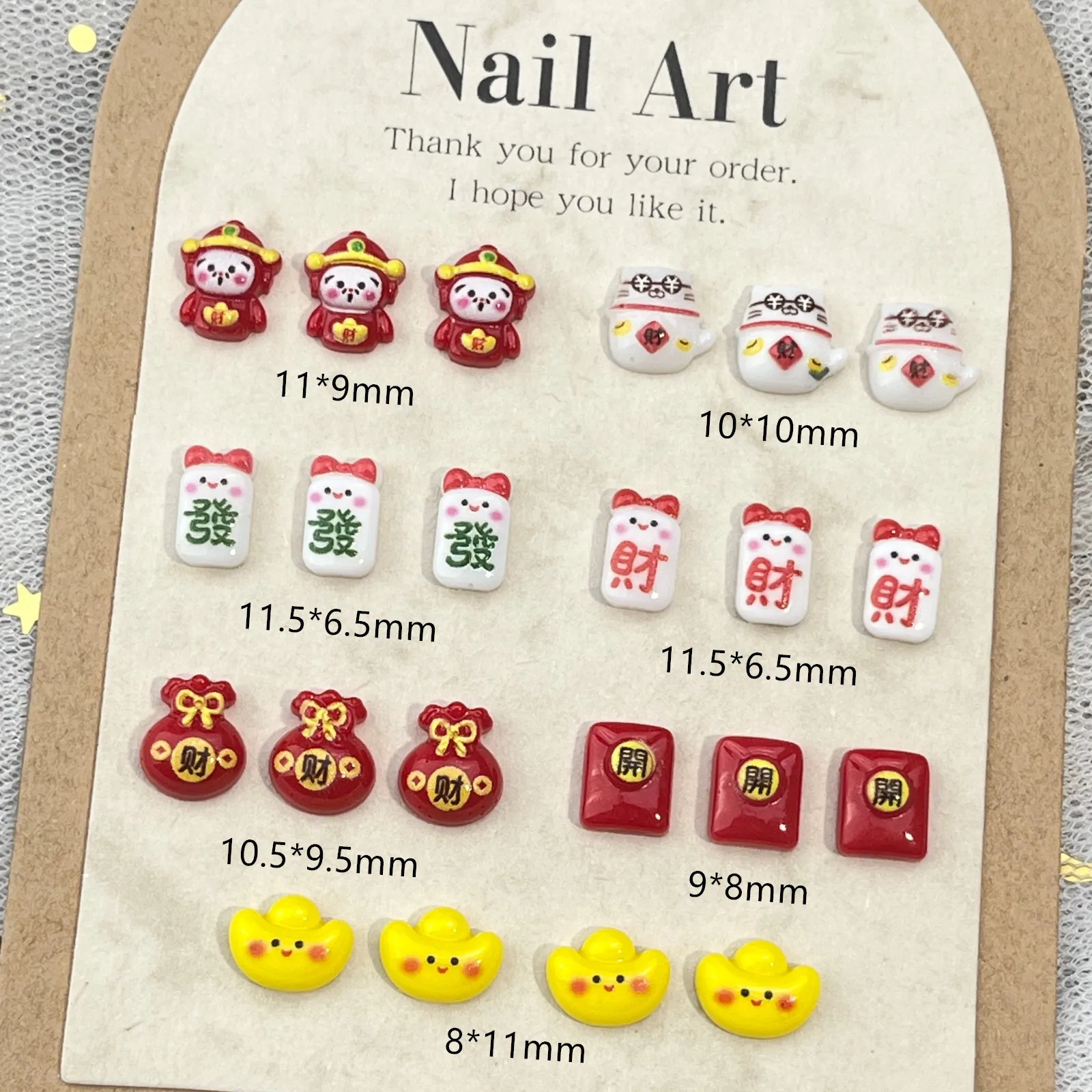 50Pcs Resin Lucky Cat Nail Decorations for Good Fortune DIY Nail Charms featuring Cat Resin Figures