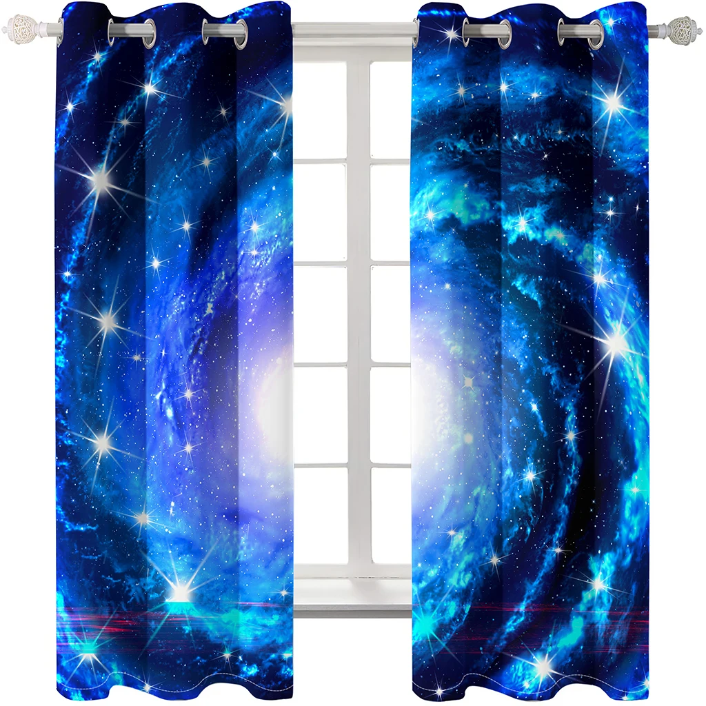 3D Curtain Printing Blockout Polyester blue stars curtains 3D Window Curtain For Living Room