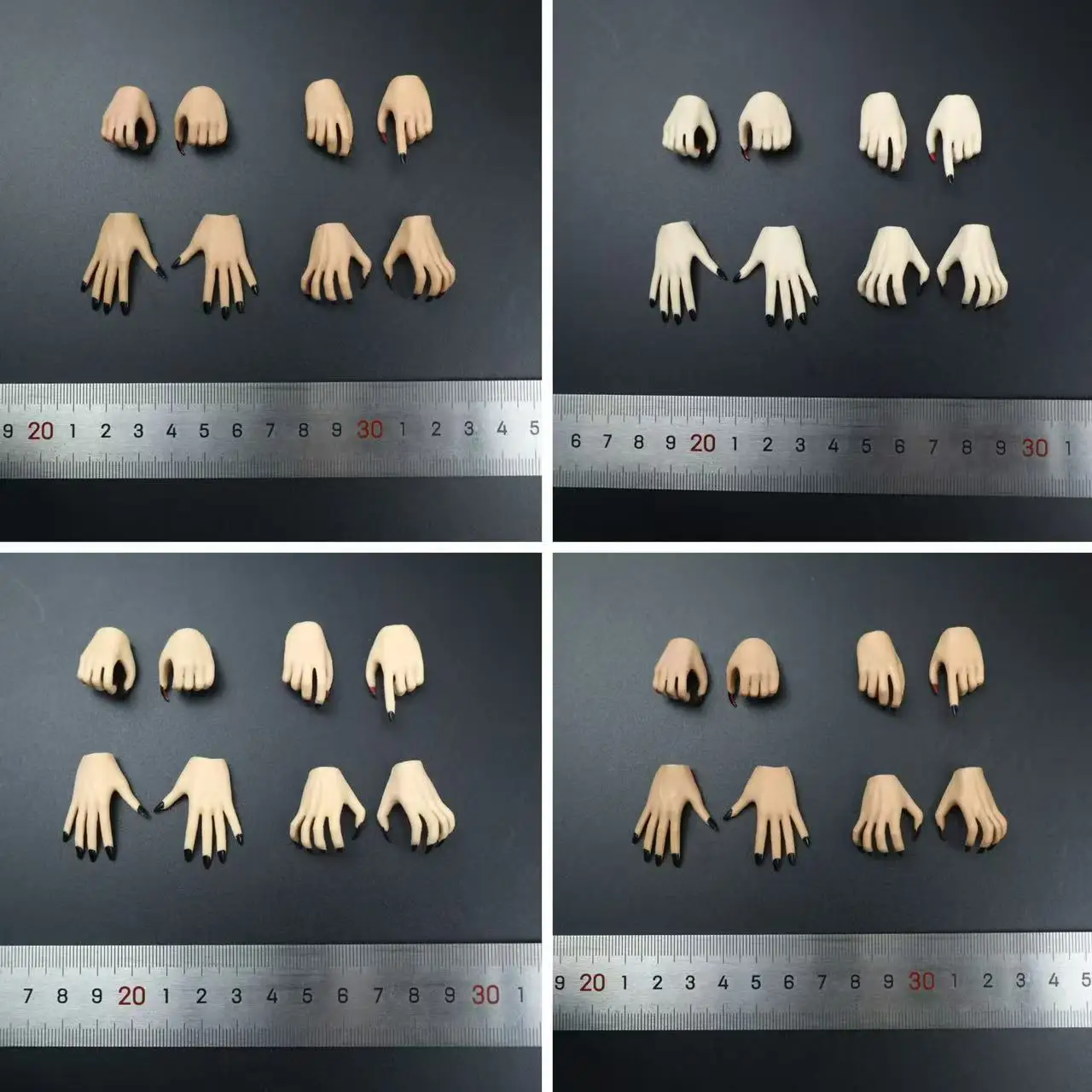 1/6 Replaceable Black Nail Fingers Hand Model Fit 12