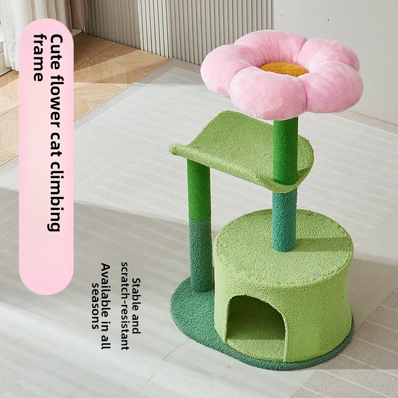 

Cat Climbing Frame Flower Furry Seasonal Toy Nest Pole Ball