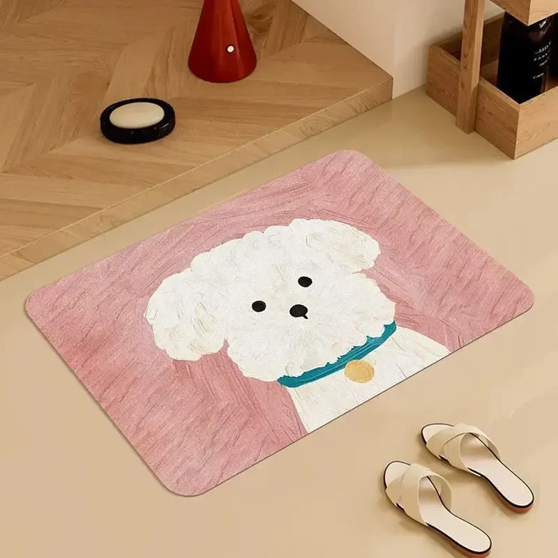 

Cutie Puppy Cartoon Pattern Bathroom Non-silp Door Mats Suitable for Living Room Entrance Decorative Accessories Pad Bedroom Rug