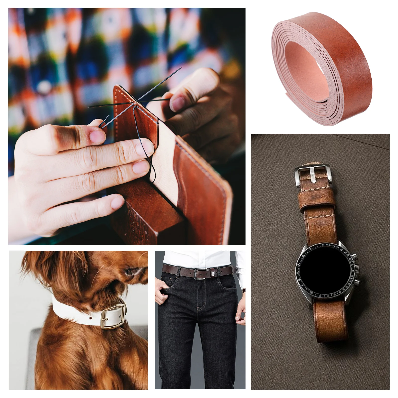 

1 Roll Pu Strip 2M Long Smooth High Simulation For Diy Bag Wallet Bracelet -Functional Faux Material