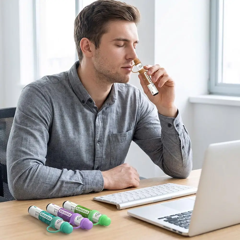 Tragbarer Kräuter-Inhalationsstift 4 Geschmacksrichtungen Menthol Eukalyptus Borneol Frischer Atem Kühlendes Aroma für Arbeit Studium Reisen Alltag – Detail 7